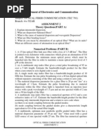 Optical Fiber Communications Assignments From Senior