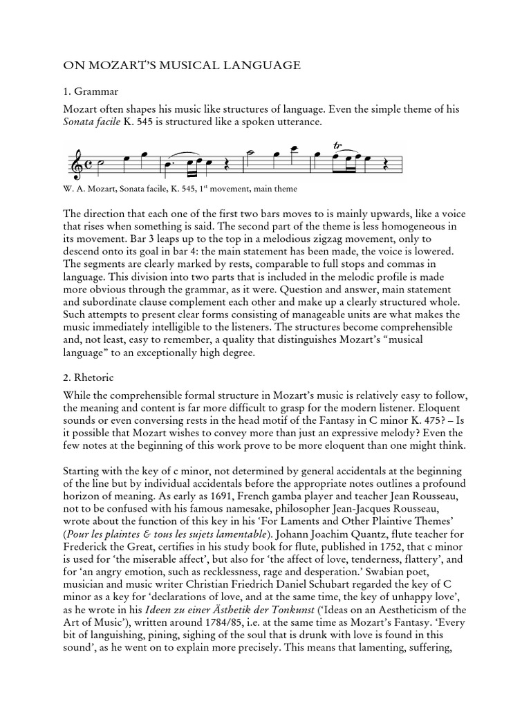 Mozarts Musical Language Wolfgang Amadeus Mozart Classical Music