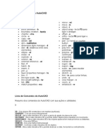 Lista de Comandos AutoCAD