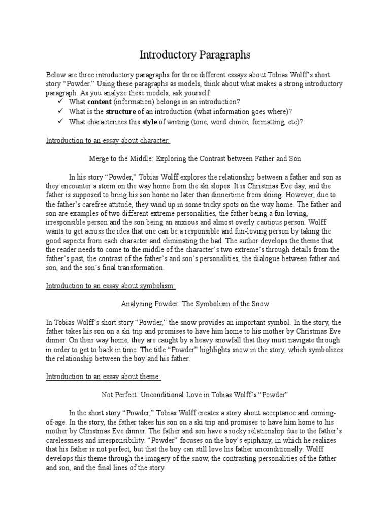 Analyzing Tobias Wolff's 