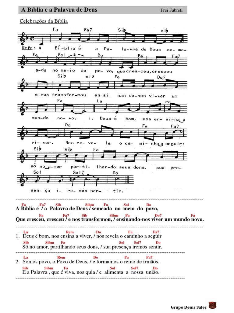 A Bíblia é a Palavra de Deus - Cifras e Letra | PDF