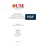 Project Proposal: Written Case Analysis On New Audit Client: Accept or Reject?