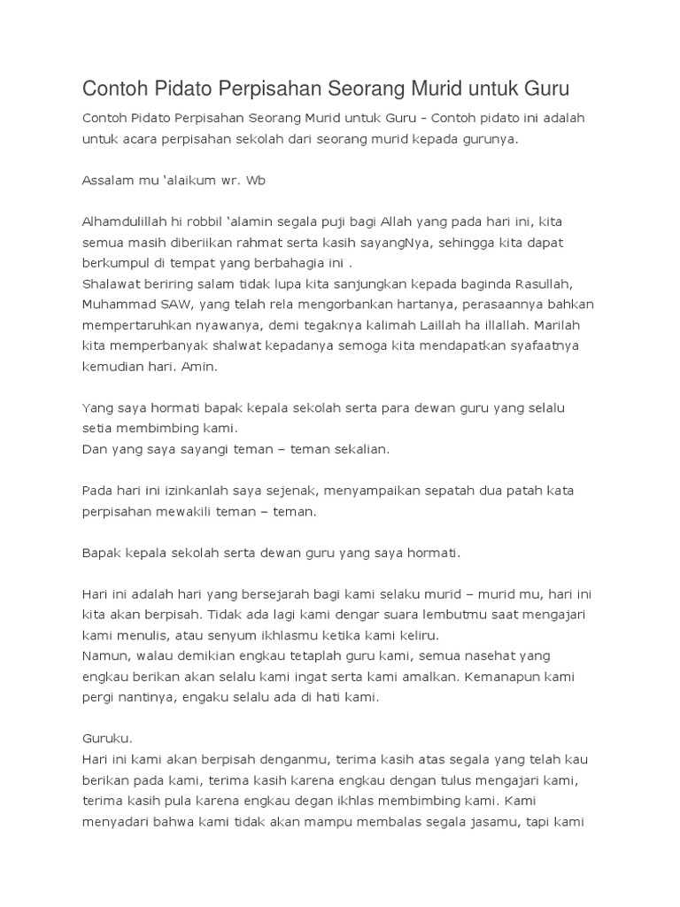 Contoh Teks Pidato Bahasa Melayu Sekolah Menengah bonus