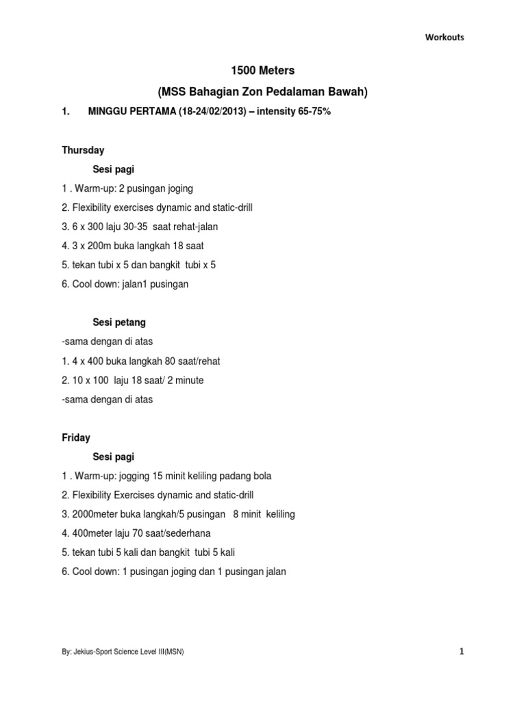Latihan 1500 Meter | PDF | Teaching Methods & Materials | Wellness