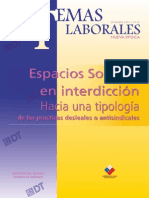 Tema Laboral Nº26 Espacios Sociales en Interdicción. Hacia Una Tipología de Las Prácticas Desleales o Antisindicales