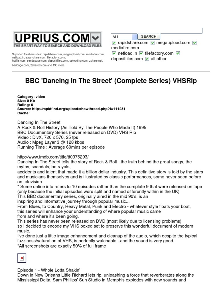 BBC 'Dancing in The Street' (Complete Series) VHSRip | PDF | Rock And Roll | Elvis Presley