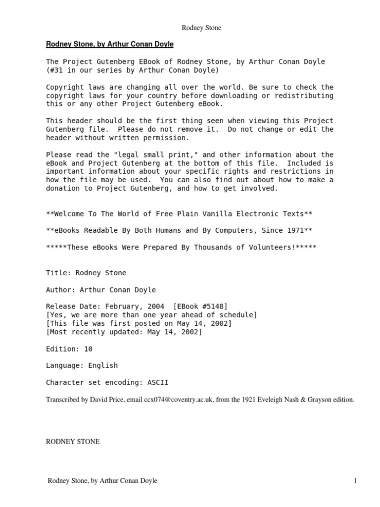 Rodney Stone by Doyle, Arthur Conan, Sir, 18591930 PDF Project Gutenberg E Books