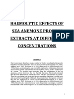 Sea Anemone Protein Haemolytic Effects at Varying Concentrations