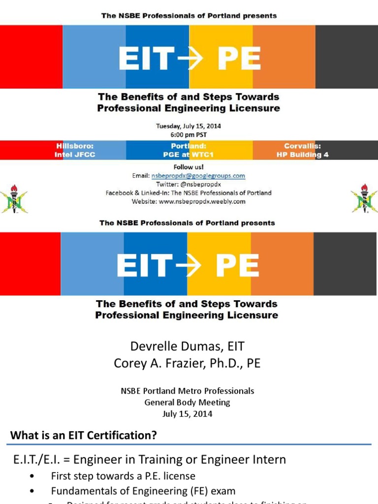 eit to pe presentation Test (Assessment) Engineering