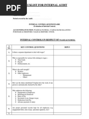  Internal Audit Checklist