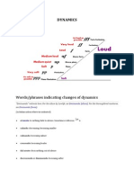 Dynamics: Words/phrases Indicating Changes of Dynamics