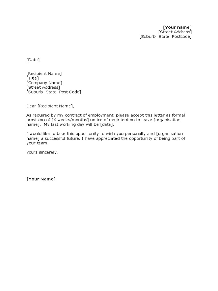 Resignation Notice Template | PDF