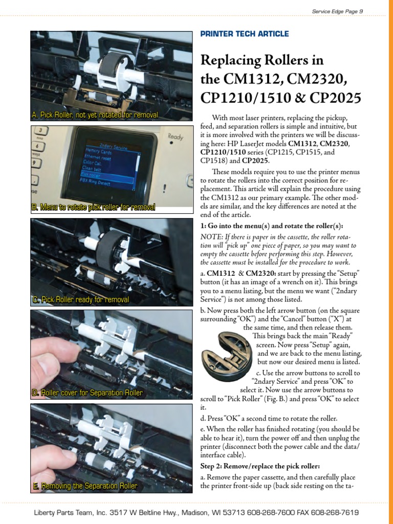 Roller Replacement Guide for HP Printers | PDF | Menu | Printer (Computing)