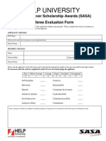 Help University: School Achiever Scholarship Awards (SASA) Referee Evaluation Form