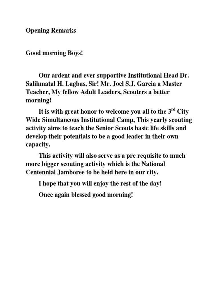 Opening Remarks | PDF