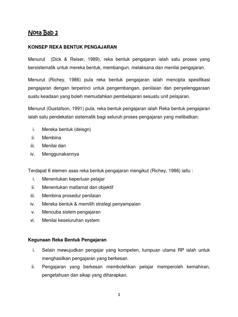 Konsep Reka Bentuk Pengajaran | PDF