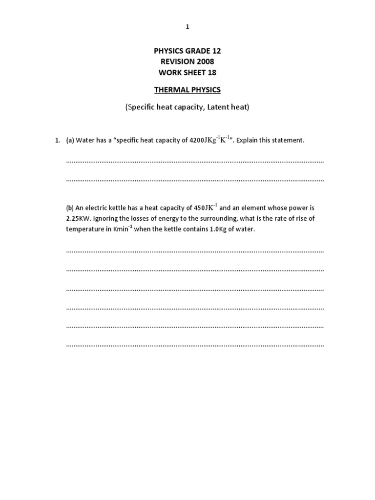 worksheet Heat Of Fusion And Vaporization Worksheet worksheet 18 latent heat heat