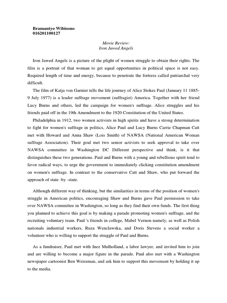 Iron Jawed Angels PDF Women's Rights Discrimination & Race Relations