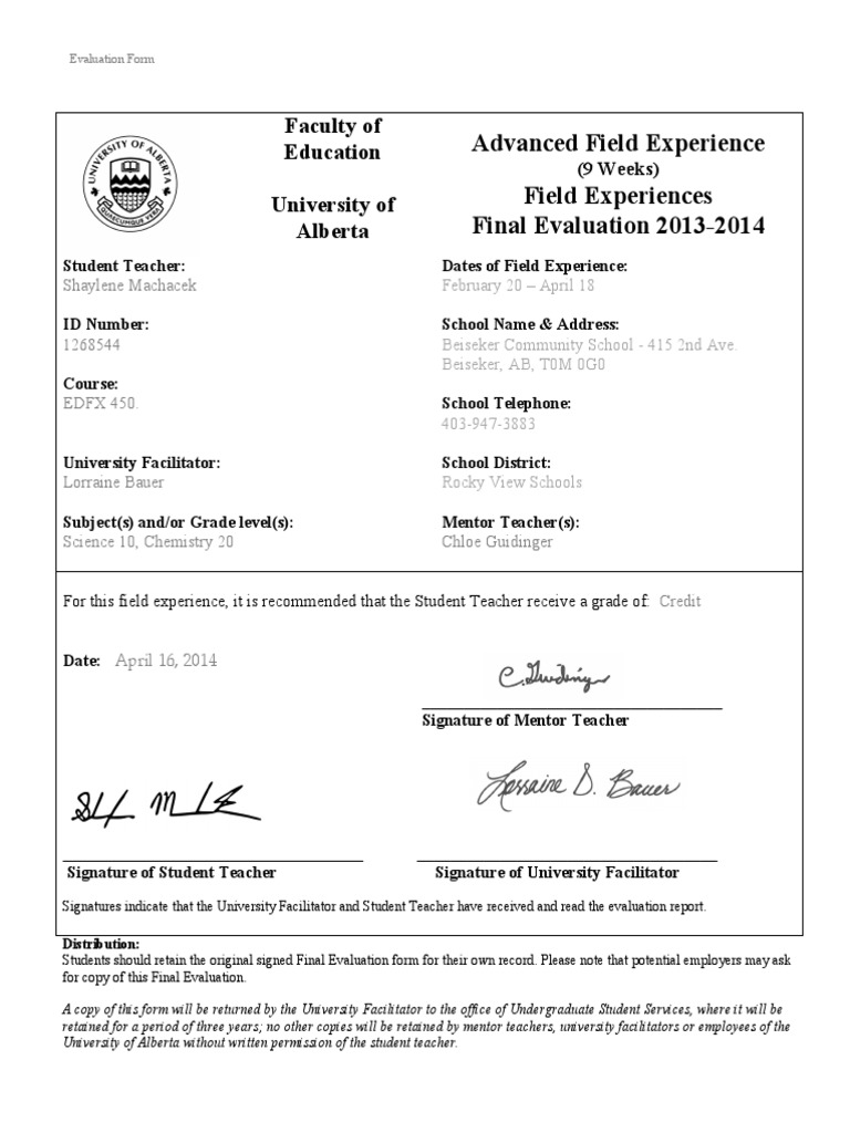 Afx Final Evaluation Form 2013 2014smachacek | PDF | Teachers ...