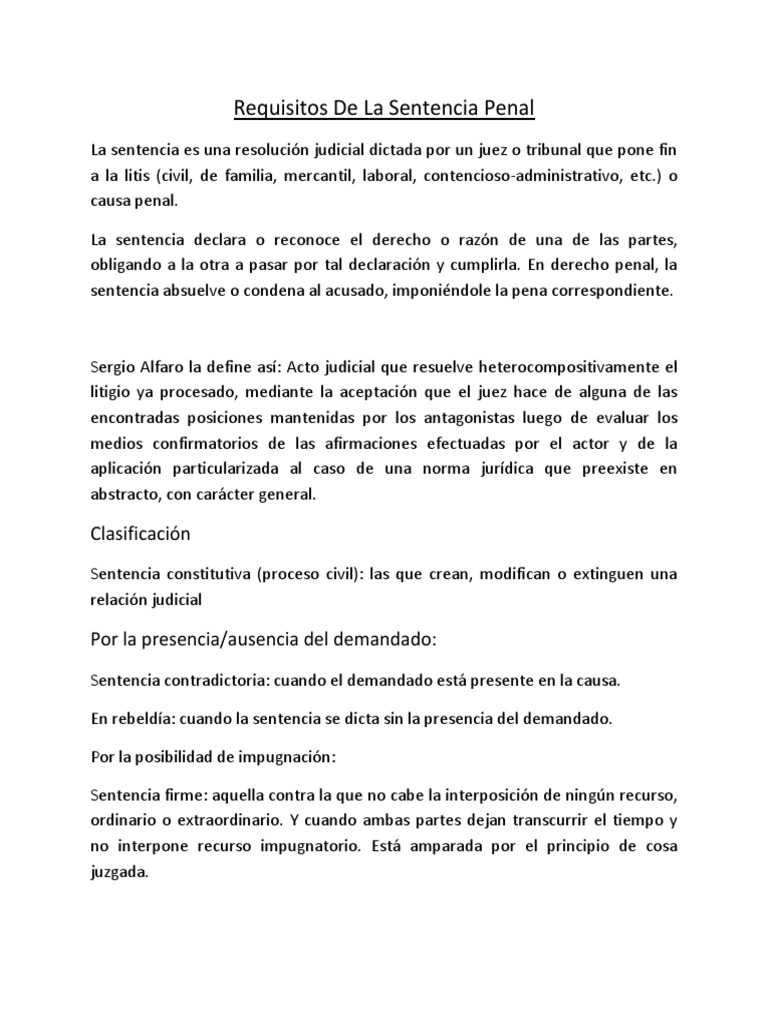 Requisitos de La Sentencia | PDF | Sentencia (Ley) | Separación de poderes