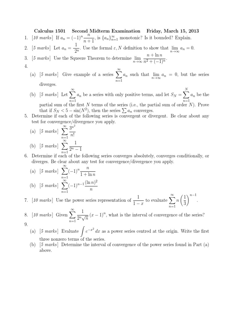 Calculus Midterm Exam | PDF