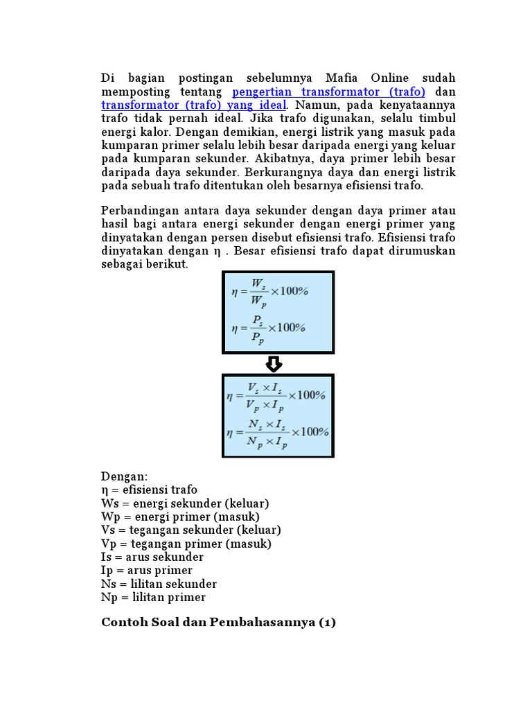 Soal Trafo