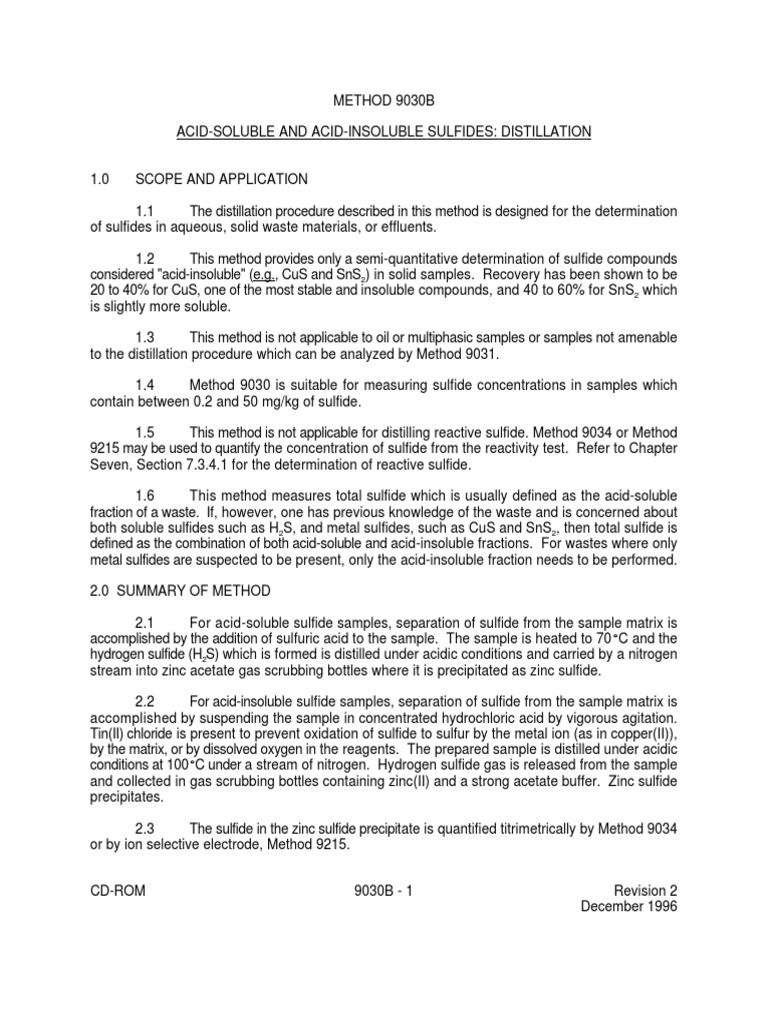 Acid-Soluble and Insoluble Sulfides Method | PDF | Cooking, Food & Wine