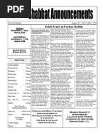 Shabbat Announcements , August 29, 2014 3