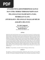 Download ANALISIS PENGARUH PERSEPSI KUALITAS DAN CITRA MEREK TERHADAP KEPUASAN PELANGGAN DAN DAMPAKNYA PADA PEMBELIAN ULANG by AdhityaAfrizalAliansyah SN237794337 doc pdf