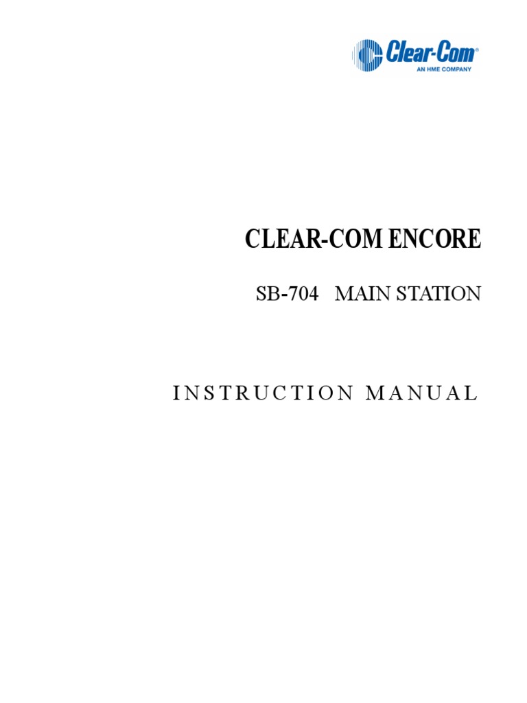 Clear-Com SB-704 Manual PDF | PDF | Power Supply | Microphone