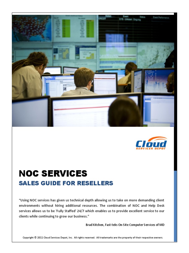 CSD Noc Services Sales Guide PDF Help Desk Cloud Computing