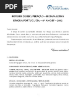 Roteiro de Recuperação Lp II Etapa 4.º Ano Ef 2012