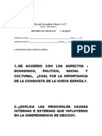 Examen v Bloque Historia de Mex Manuel Avila