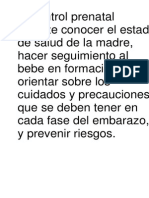 El Control Prenatal Permite Conocer El Estado de Salud de La Madre