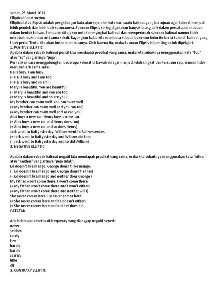 Eliptical Sentence | PDF