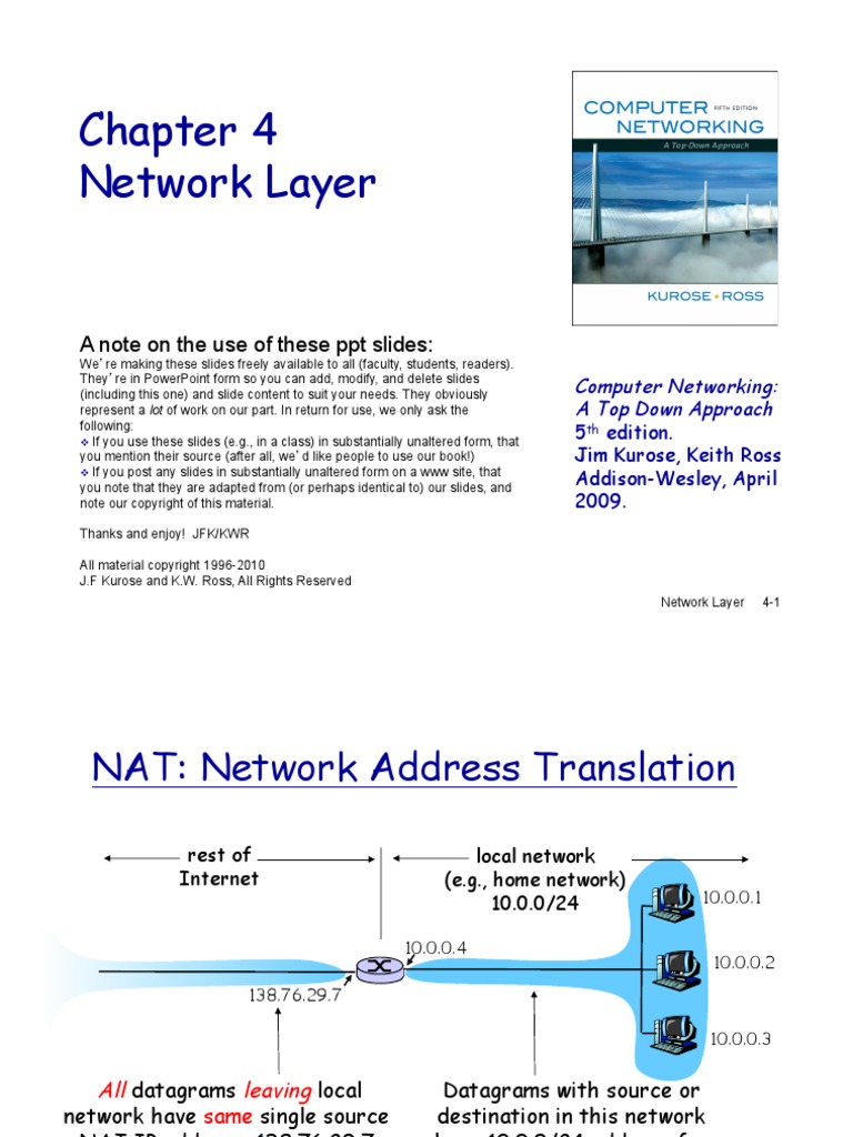 Network Layer: A Note On The Use of These PPT Slides | PDF | I Pv6 ...