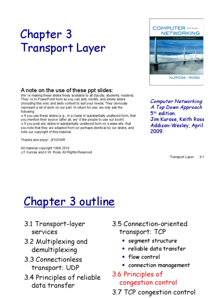 Transport Layer: A Note On The Use of These PPT Slides | PDF | Network ...