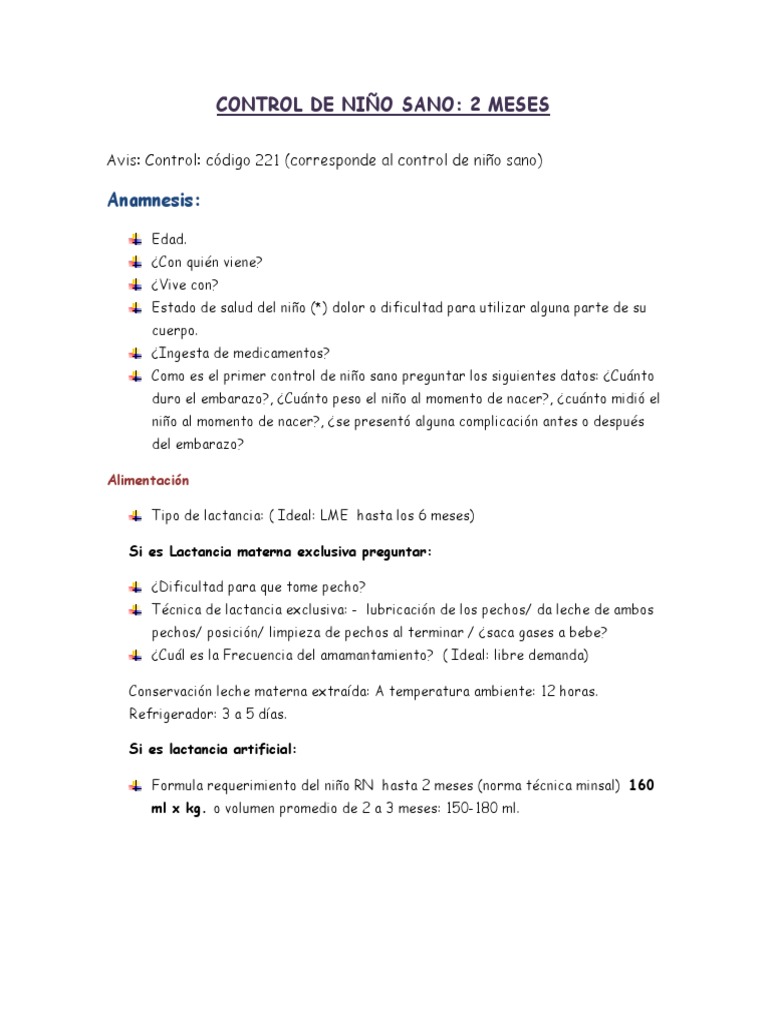 Controles de Niños Sano | PDF | Amamantamiento | Carne