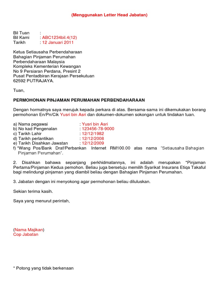 Surat Iringan Ketua Jabatan Lppsa