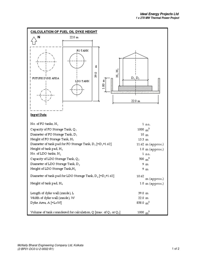 103.C.0 - Dyke Wall Calculation For FO System | PDF | Energy Technology ...
