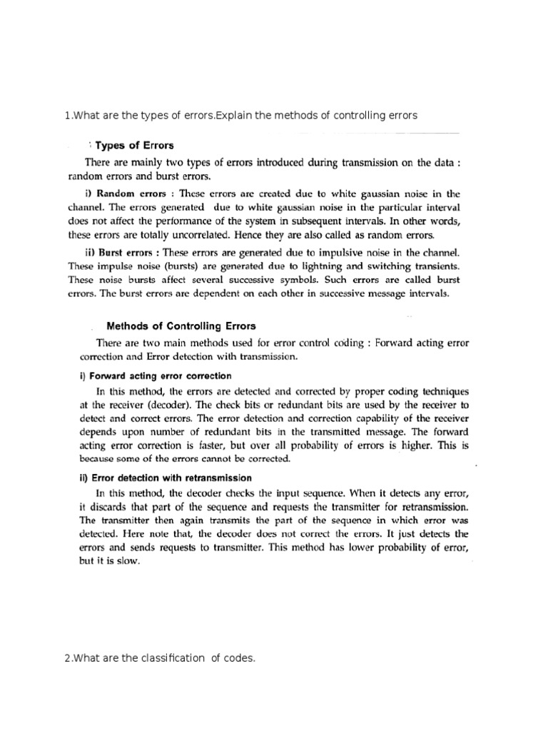 Error Types and Linear Block Codes | PDF | Teaching Methods & Materials