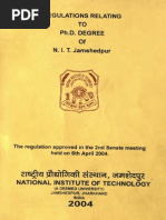 mfcltc6l: Regulations Relating TO Ph.D. Degree of N. I. T. Jamshedpur