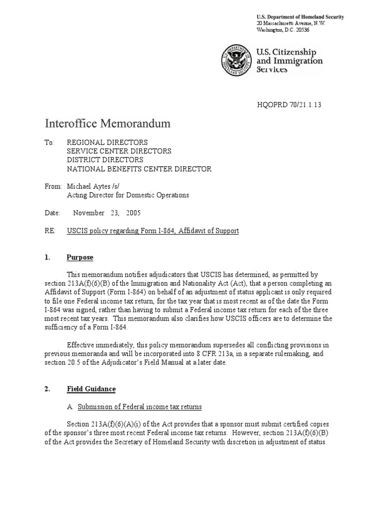 Affidavit of Support | PDF | Irs Tax Forms | Tax Return (United States)