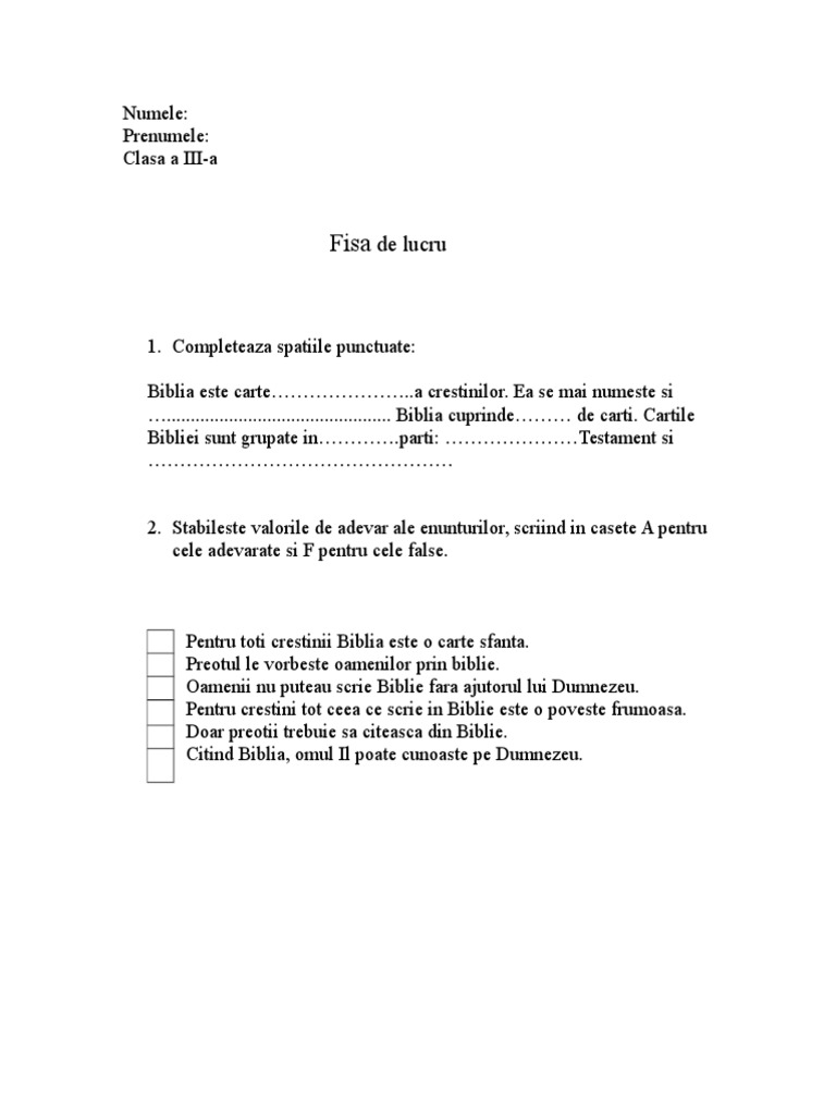 Biblia Fisa De Lucru