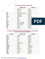 Prefijos Griegos Usados en Espanol