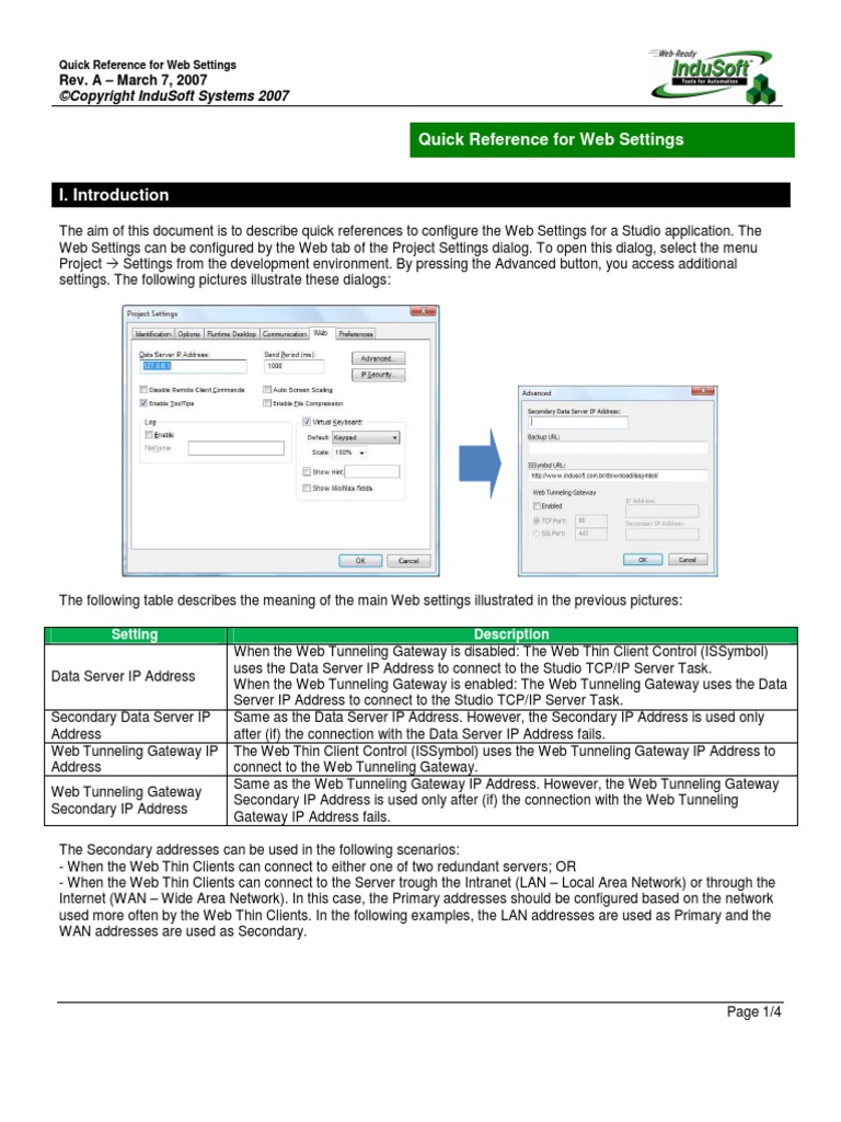 INDUSOFT - SCADA Web Settings Quick Reference - EnG | PDF | Web Server ...