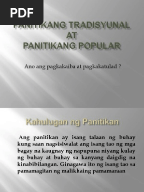 Panitikang Tradisyunal At Popular Pdf