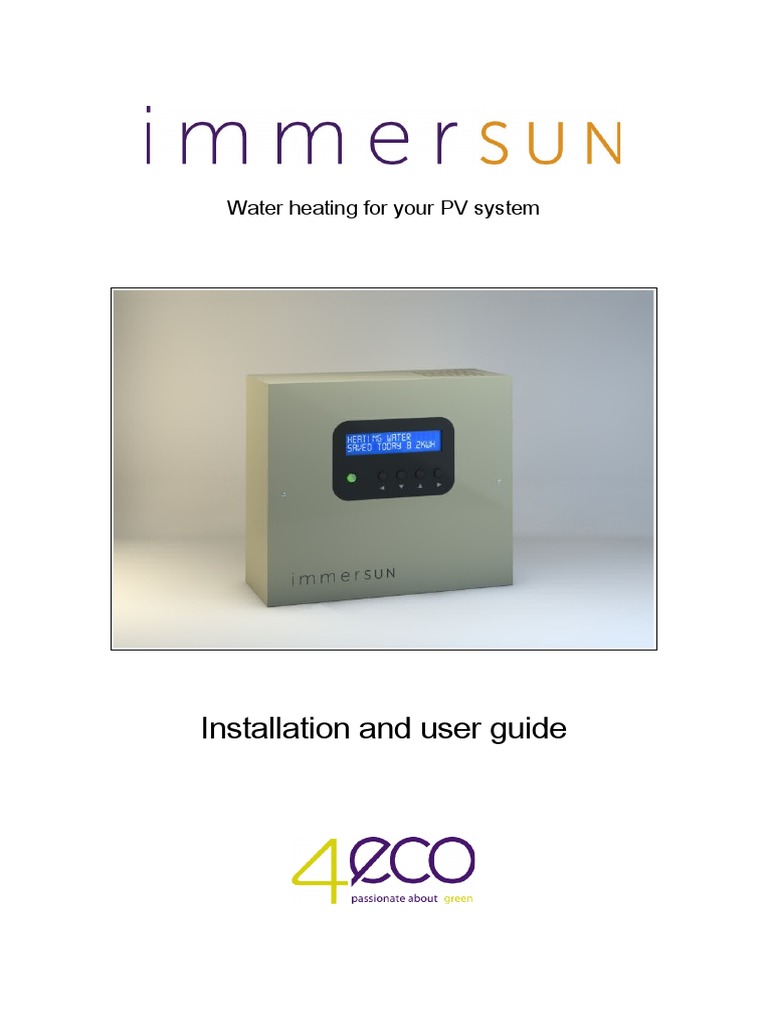 ImmerSUN Installation and User Guide v1.0 | PDF | Electrical Wiring | Switch