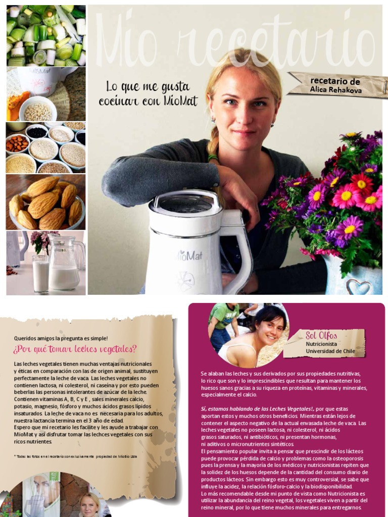 Recetario de Leches Vegetales con MioMat | PDF