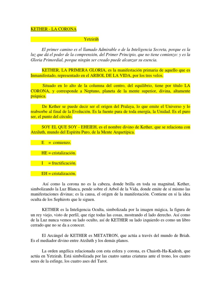 Kether: La Corona en el Árbol de la Vida | PDF | Alma | Kábala